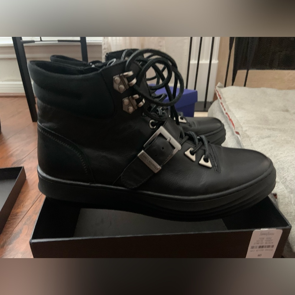 Karl Largerfeld Paris Lace Up Buckle Leather Boots Sneakers